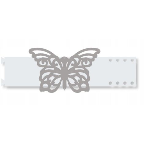Bandeau décoratif à boucle à ressort pour rideaux, motif papillon, gris clair