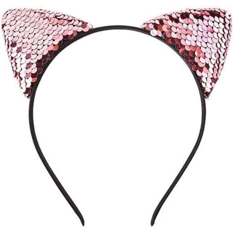 Bandeau d'oreille de chat brillant pour filles, cerceau de tête mignon,
