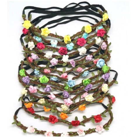 Bandeau élastique Tressé Fleurs Mariage Fête Attache Cheveux