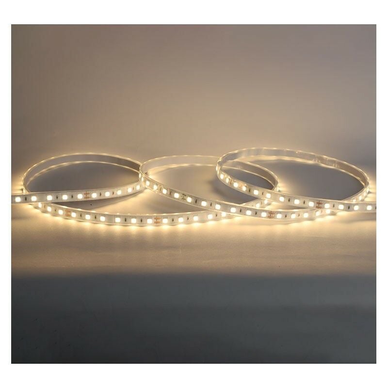 Ruban LED 9 watts /m - 120 LED/m Blanc - Rouleau 5M 12V Miidex Lighting® blanc-chaud-3000k - tube-silicone-ip67