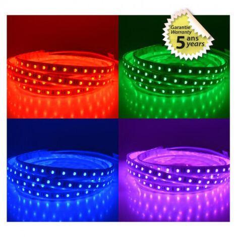 Bandeau LED Dimmable 14,5W/m 690lm/m 120° Étanche IP67 5m - RGB + Blanc Naturel 4000K