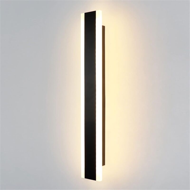 Bandeau LED mural - idéal pour salon, chambre, couloir, escalier, salle à manger - 1 pièce, noir 40 cm/lumière blanche