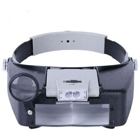 Bandeau Loupe Horloger Mains Libres Loupe avec Lumière Casque Loupe Grossissante avec LED Lumière, pour Horloger, Bijoutier, Lecture