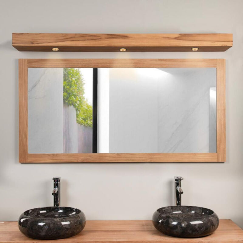 Bandeau lumineux en teck pour spots 140 cm