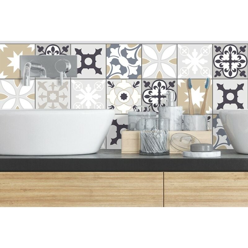 Tendance Ciment Sable Bleu Bandeau pvc lot de 2 : l 70cmxH 30cm 99deco