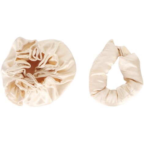 Bandeau satin doux pour boucles naturelles, kit mise en plis sans chaleur pour cheveux longs, portable et confortable pour nuit, couleur beige
