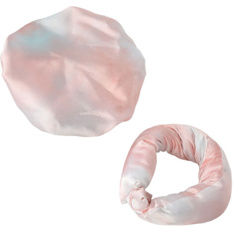 Bandeau satin sans chaleur pour cheveux bouclés, accessoire coiffure portable tie-dye orange pour nuit et maison