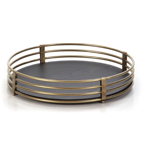 Bandeja 40X40X7 Madera/Metal Dorado Antique