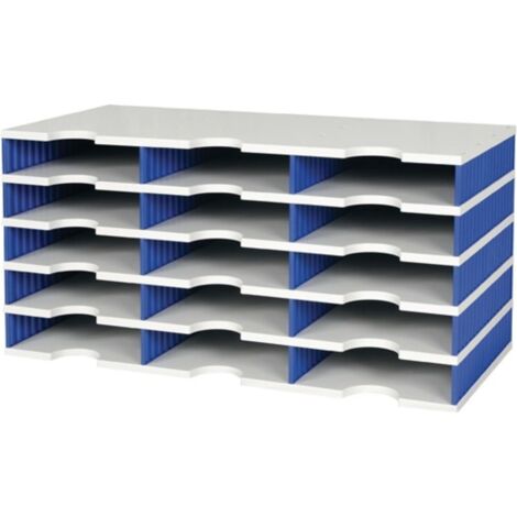 Bandeja clasificadora trio 15 compartimentos Al363xAn723xF331mm poliestireno gris / azul
