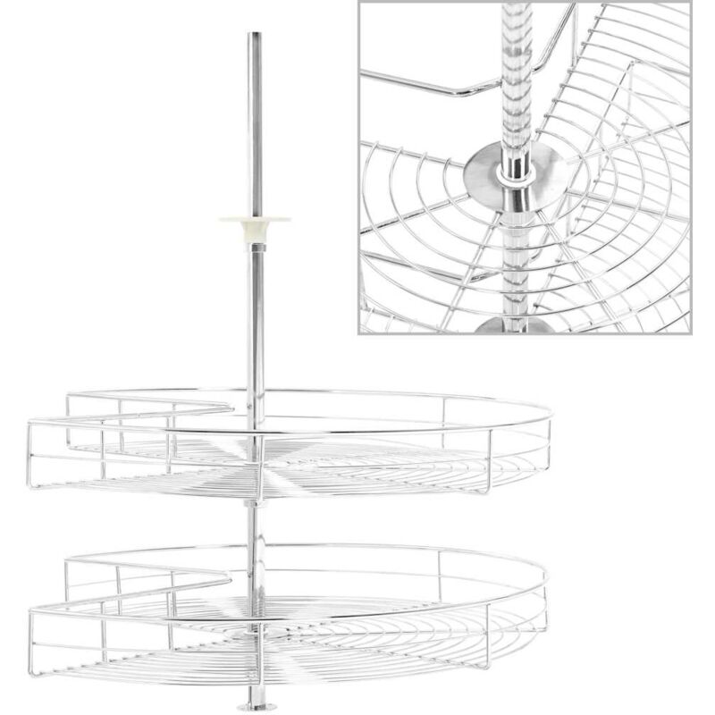 

vidaXL Bandeja cocina alambre 2 niveles plata 270 grados 71x71x80 cm - Plateado