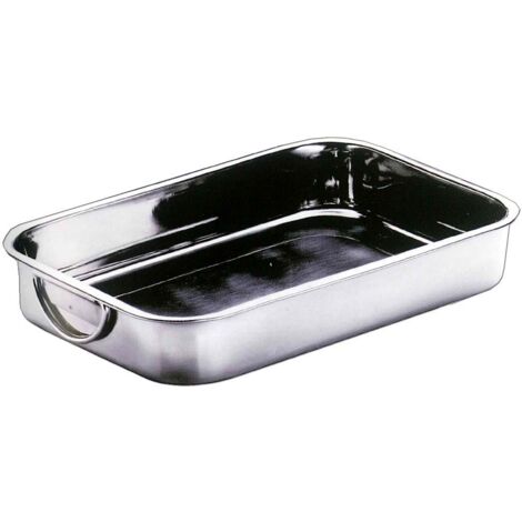 Bandeja de acero inoxidable 18/10 con asa abatible 42x30,5x6,5