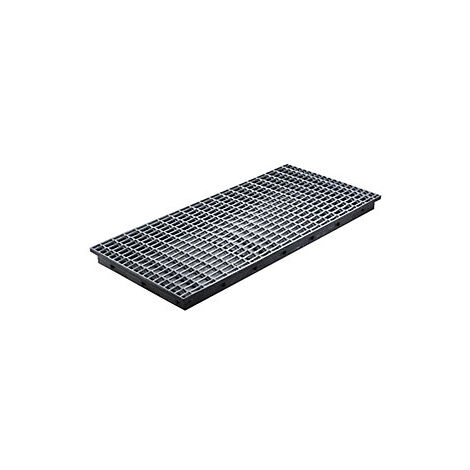 Bandeja de balda L1300xL620xH80mm PE negro con rejilla 40l CEMO