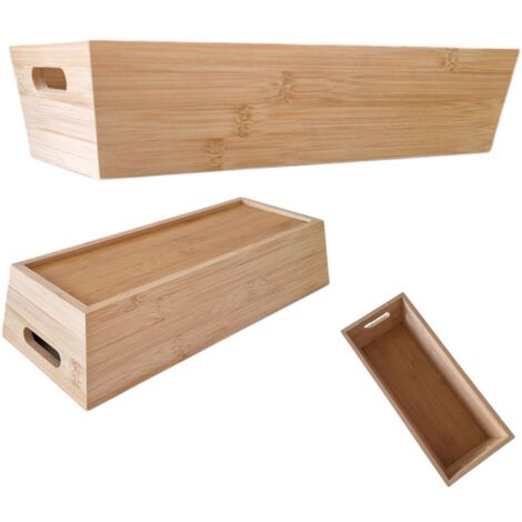 BANDEJA DE BAMB脷 CAJA RECTANGULAR CAJA ORGANIZADORA DE MADERA 33x14x7.5 cm