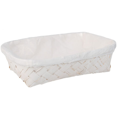 Bandeja de bambú forrada blanco 29,5x20x7