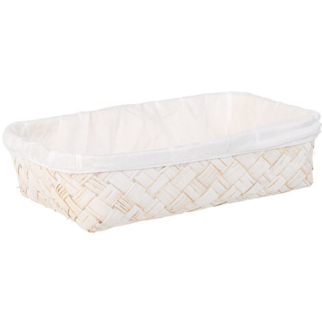 Bandeja de bambú forrada blanco 36x24x8