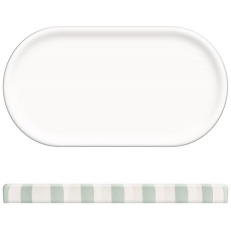 Bandeja de gres strio 24cm rayas verde celadón - 5five