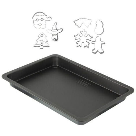 Bandeja de horno y 7 cortadores de Navidad de acero inoxidable - ZENKER - 42 x 29 cm