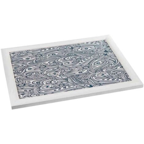 Bandeja de madera con lacado blanco 43x33x5.5
