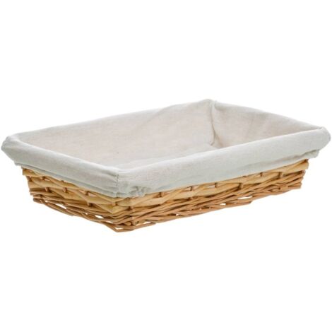Bandeja de mimbre con forro blanco 36x24x8