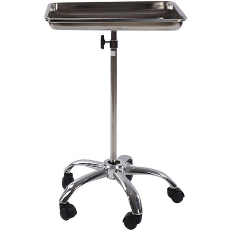 Bandeja de peluquería con ruedas de acero inoxidable, elevable y móvil, para instrumental médico de peluquería.