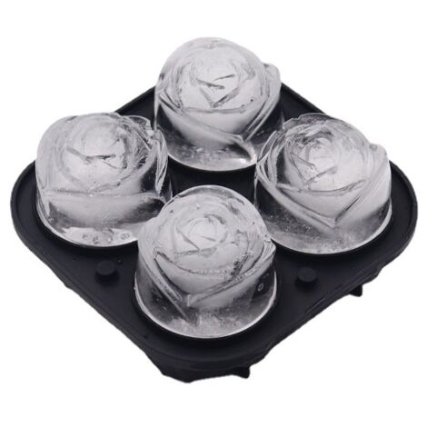 Bandeja de silicona para cubitos de hielo, bandejas para cubitos de hielo con forma de rosa de 4 cavidades, bandejas para cubitos de hielo con forma de rosa de fácil desmolde, bandejas de silicona par