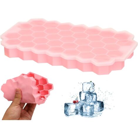 Bandeja de silicona para cubitos de hielo con tapa, moldes de silicona para cubitos de hielo, bandeja para cubitos de hielo con tapa, bandejas para cubitos de hielo, moldes de hielo para congelador, w