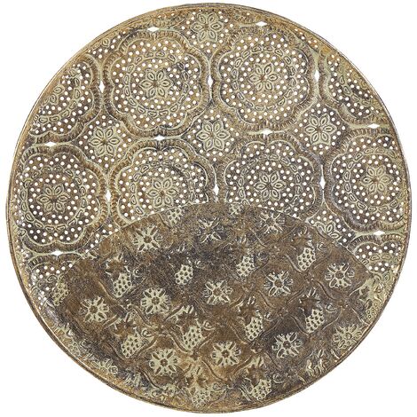 Bandeja decorativa de metal dorada redonda 48 cm vintage glamour Kitnos