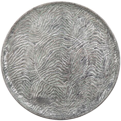 Bandeja decorativa de metal plateada redonda 48 cm vintage glamour Kitnos
