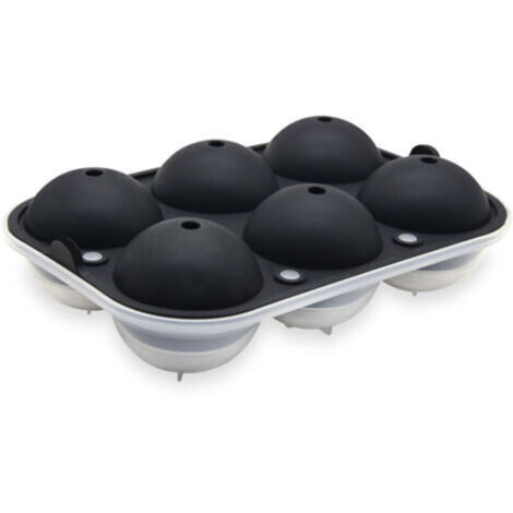 Bandeja esférica para cubitos de hielo de silicona apta para uso alimentario – 6 cavidades de Ø 6,35 cm con embudo incluido