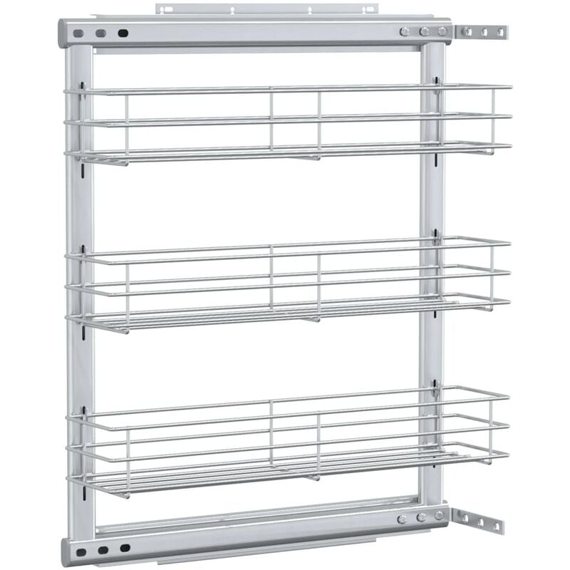 

vidaXL Bandeja extraíble cocina 3 niveles alambre plateado 47x11x56 cm - Plateado
