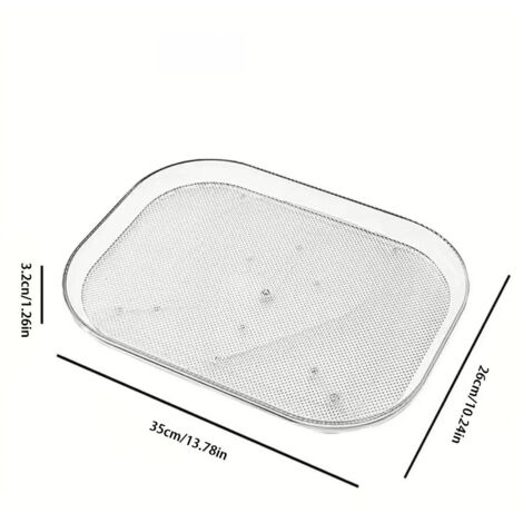 Bandeja giratoria transparente para frigorífico, ideal para guardar bebidas y conservas, ahorrando espacio.