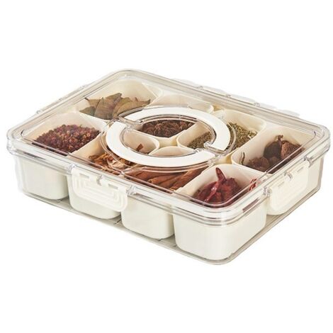 Bandeja hermética de 8 compartimentos con tapas extraíbles: organizador cuadrado transparente para frutas, frutos secos, dulces y aperitivos, libre de BPA, perfecto para fiestas.