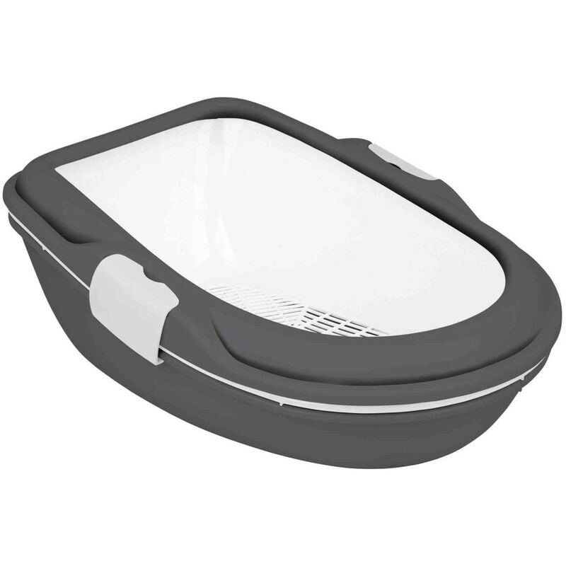 

Trixie - Caja de arena Berto XL. 47 × 26 × 69 cm. gris y blanco . para gatos