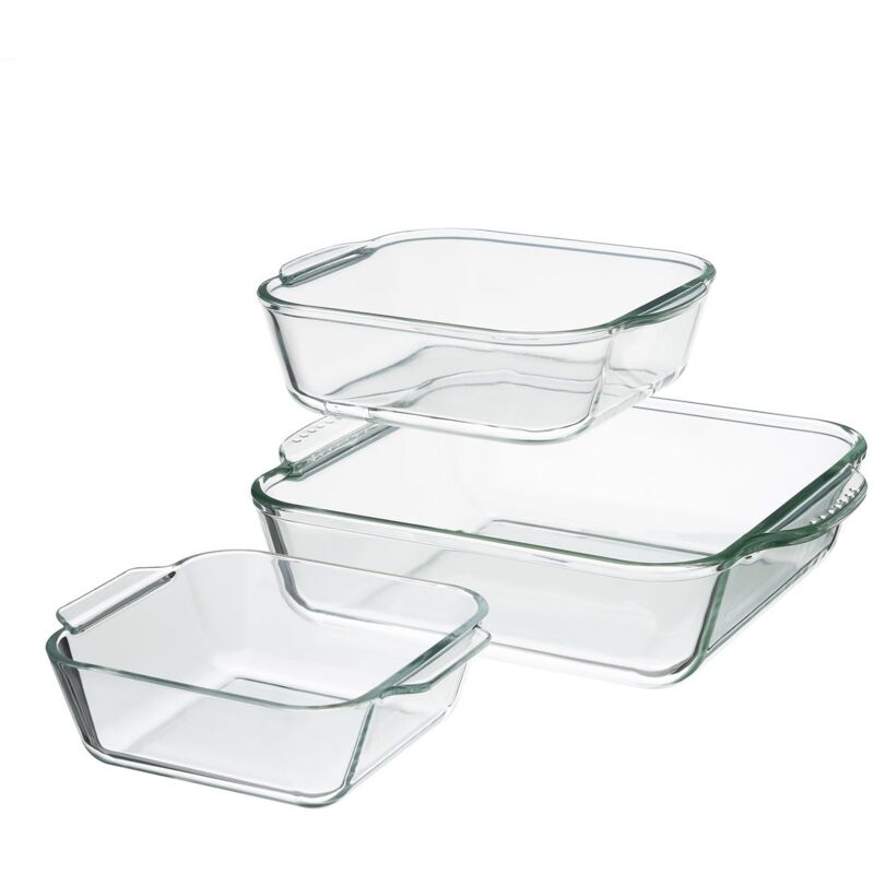 

Bandeja horno rectangular de vidrio pyrex transparente de 550 ml