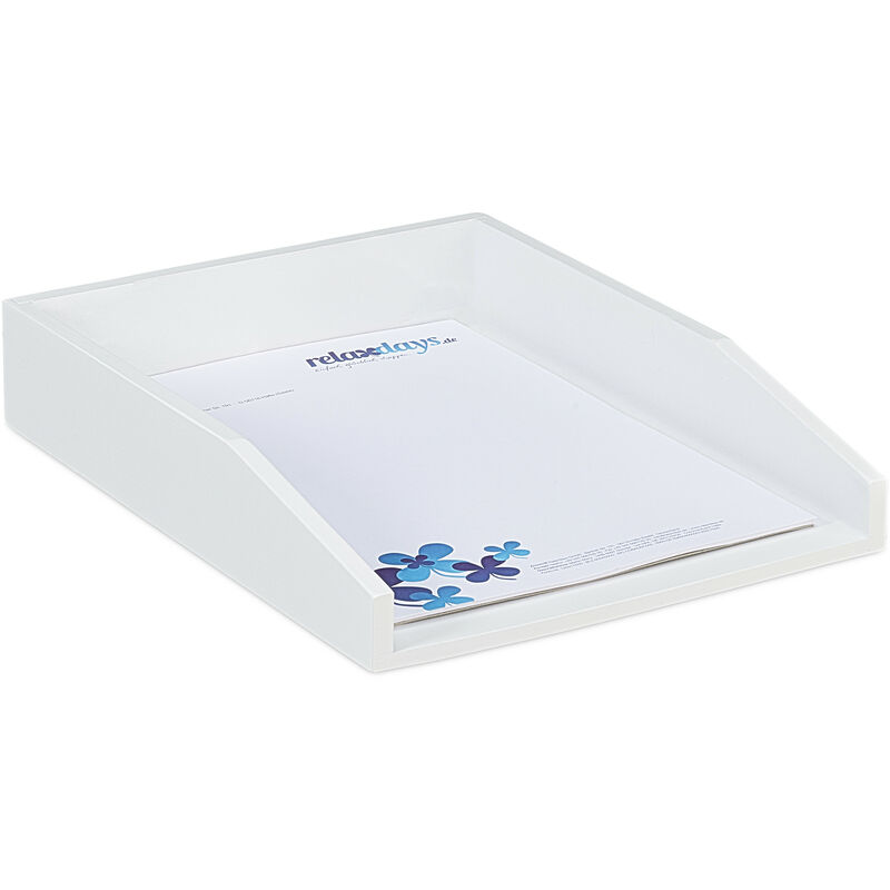 

Bandeja para cartas, Apilable, DIN A4, Organizador de oficina, Bambú, Blanco