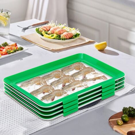 Bandeja para conservar alimentos al vacío - Recipiente apilable y reutilizable con tapa de plástico para conservar verduras (lote de 4)