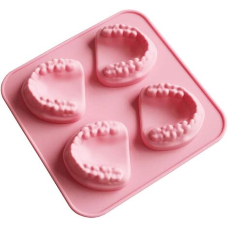 Bandeja para cubitos de hielo, molde para hielo con forma de dientes, molde de silicona para cubitos de hielo, bandeja para cubitos de hielo con forma de dentadura postiza, para cócteles, reutilizable