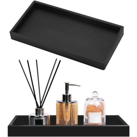 Bandeja para encimera de baño, organizador multiusos, soporte para jabón, perfume, vela, antideslizante y lavable.