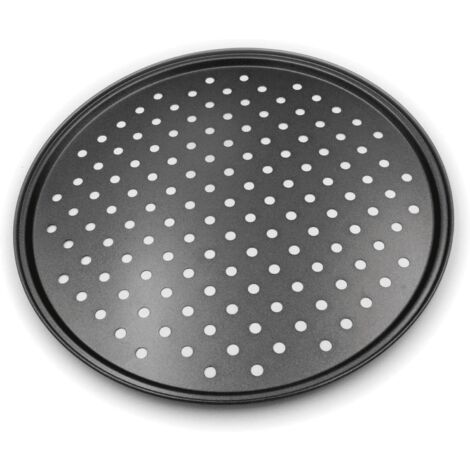 Bandeja Pizza Horno Redonda Antiadherente y Perforada 33 cm Negro