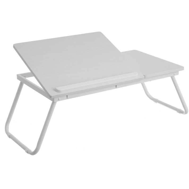 

Bandeja plegable para portátil de metal y MDF blanca de 74x34x25 cm