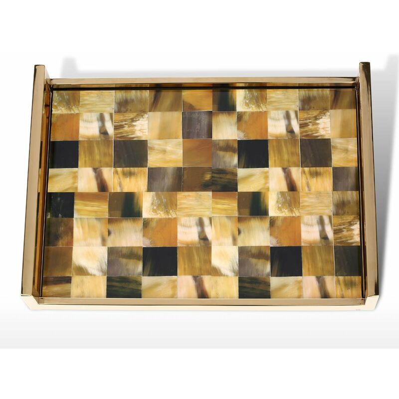 

Tooarts - Bandeja rectangular con rayas de cuerno, tecnologia de barniz para hornear de piano de madera, bandeja para te, bandeja para frutas,