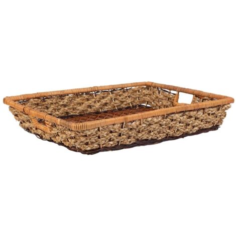 Bandeja Rectangular de cuerda trenzada marrón 50x40x08