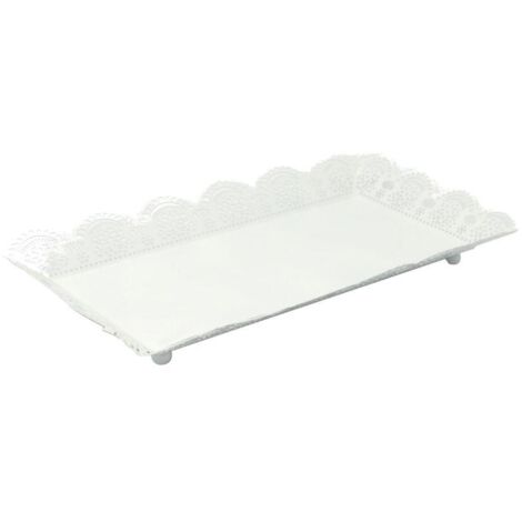 Bandeja rectangular de metal blanco cm43x28