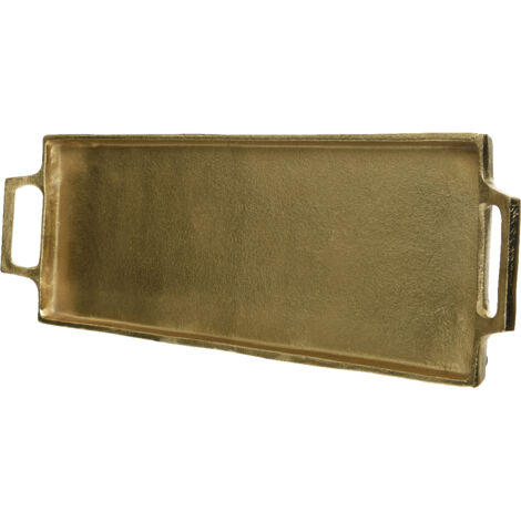 Bandeja rectangular dorada 43,5x14cm con asa.