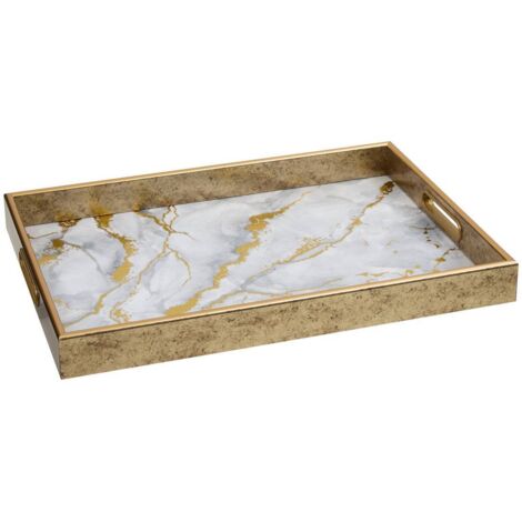 Bandeja rectangular Elya 43x30x4 cm efecto mármol gris - Atmosphera créateur d'intérieur
