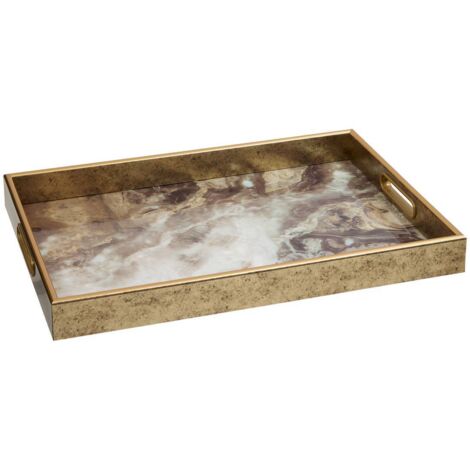 Bandeja rectangular Elya 43x30x4 cm efecto mármol marrón - Atmosphera créateur d'intérieur