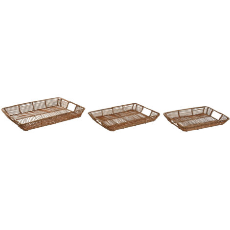 Bandeja Set 3 Ratan Metal 44X32X6 Natural