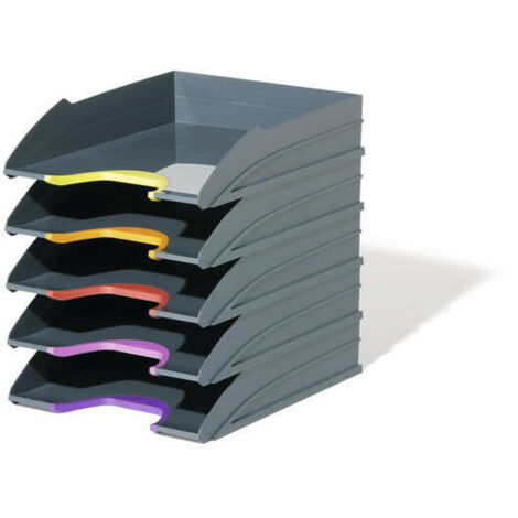 Bandeja sobremesa durable plastico gris 255x55x330 mm pack de 5 unidades