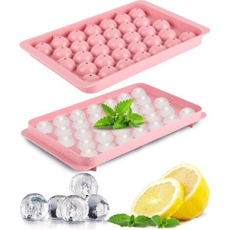 Bandejas para cubitos de hielo para congelador - 33 piezas, bandeja redonda para cubitos de hielo con tapa, molde esférico para hielo y recipientes para hielo para congelador.