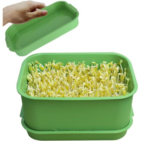 Bandejas para el cultivo de microvegetales, bandejas de germinación sin tierra apilables, macetas que ahorran espacio para el cultivo de brotes de frijol mungo, brócoli, alfalfa y microvegetales, deco